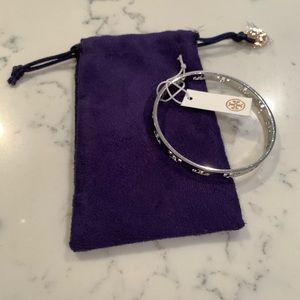 Tory Burch Pierced T Bangle, Silver